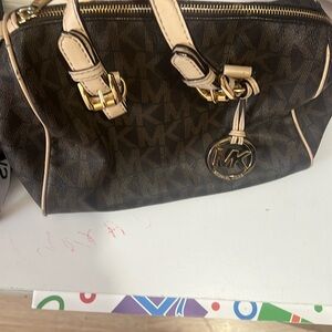 Michael Kors Brown Satchel with Gold Accents